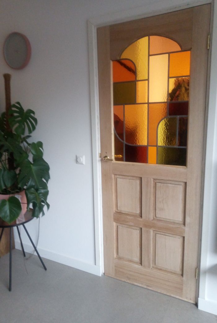 Modern glas in lood in binnendeur